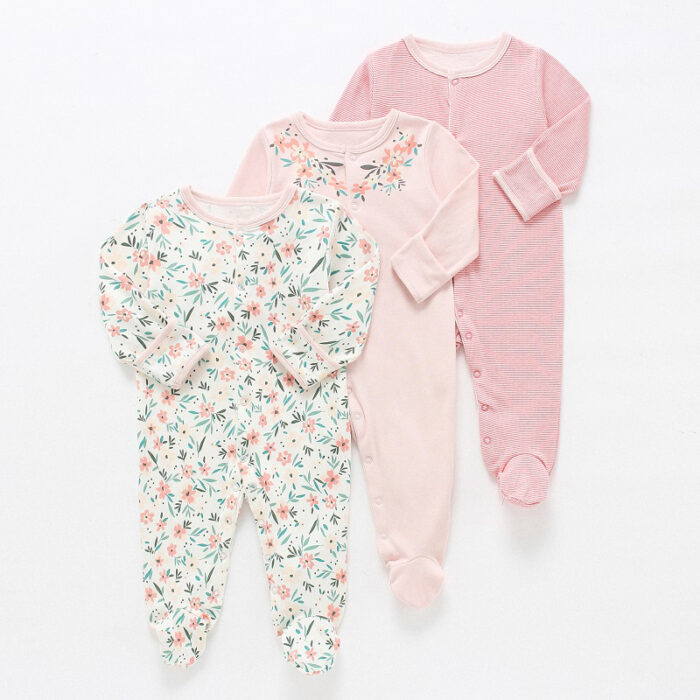 MAMAS AND PAPAS (3 IN 1) SLEEP SUITS "FLORAL DESIGN" - Image 1