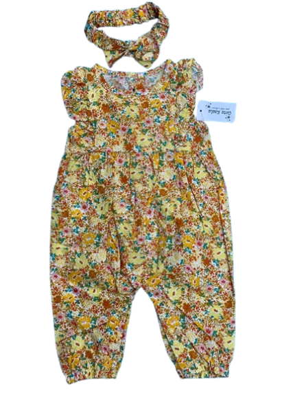 CUTE KOALA ROMPER WITH HAIR BOWL(FLORAL DESIGN)