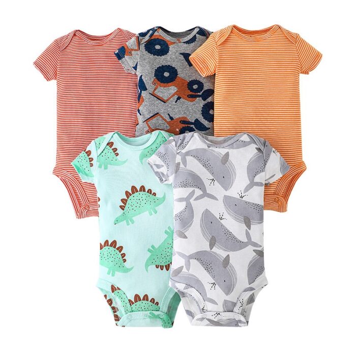 CARTERS 5 PCS MULTI-COLOUR BODY SUIT "TURTOISE DESIGN" - Image 1
