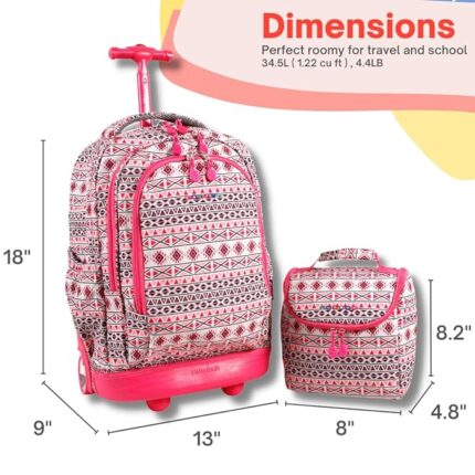 JWORLD NEW YORK SETBEAMER ROLLING BACKPACK WITH LUNCH BAG