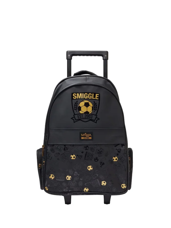 SMIGGLE STRIKER GOLD/BLACK TROLLEY BACKPACK WITH LIGHT UP WHEELS - 18 INCHES - Image 1