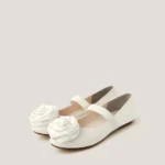 ROSETTE STRAP BALLET FLAT MONSOON IVORY SHOE