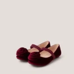 ROSETTE STRAP BALLET MONSOON FLATS RED SHOE