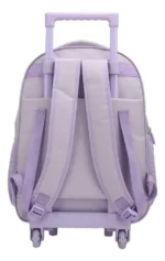 Trendy School Backpack with Wheels, Reinforced, Silver Color, Fabric Design - Image 3