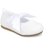 MANMADE BABY GIRLS HARD SOLE BALLET FLAT SHOE - WHITE