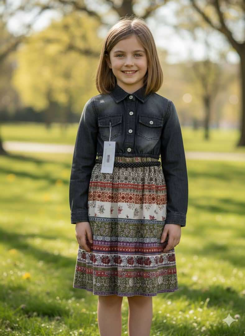 unnamed (2) GIRLS JEAN & FLORAL GOWN - Image 1