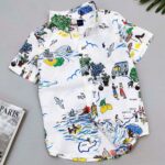 RALPH LAUREN WHITE SHIRT WITH BIRD DESIGN