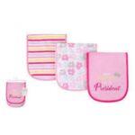 Hudson Baby 3pcs Cotton Baby Girl Burp Cloths