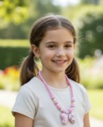 GIRLS PINK NECKLACE WITH BRACELET