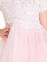Luna Moon Cherry Crumble Girls Pink and Silver Sequined Embellished Dress - Image 9