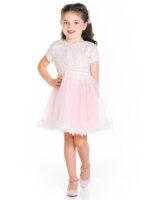 Luna Moon Cherry Crumble Girls Pink and Silver Sequined Embellished Dress - Image 5