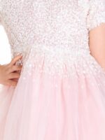 Luna Moon Cherry Crumble Girls Pink and Silver Sequined Embellished Dress - Image 2