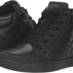 SKECHERS UNISEX CHILD/ BLACK GLIMMER ZIP SNEAKER