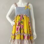 Bonnie Jean Dress Blue Stripe Top With Yellow Floral Bottom
