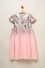 Luna Moon Cherry Crumble Girls Pink and Silver Sequined Embellished Dress - Image 11