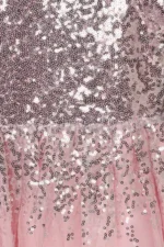 Luna Moon Cherry Crumble Girls Pink and Silver Sequined Embellished Dress - Image 10