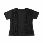 Girls sheer black bow appliqué