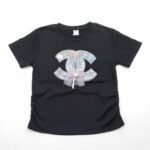 Black Ruched Crystal Logo Crop Top