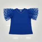 Sheer Polka Dot Sleeve Embellished Blouse