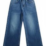 Blue denim wide-leg jeans