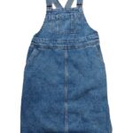 Denim jumper or overall skirt with front and side pockets