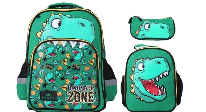 1769881357_1-1-1.jpg GLOSSY BIRD DINOSAUR GREEN BACKPACK (GB5244) - Image 1