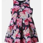 ORIGAMI AMIE PLEATED BOW DRESS IN FLORAL | NAVY | MYER