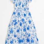 WHITE AND BLUE FLORAL MAXI DRESS