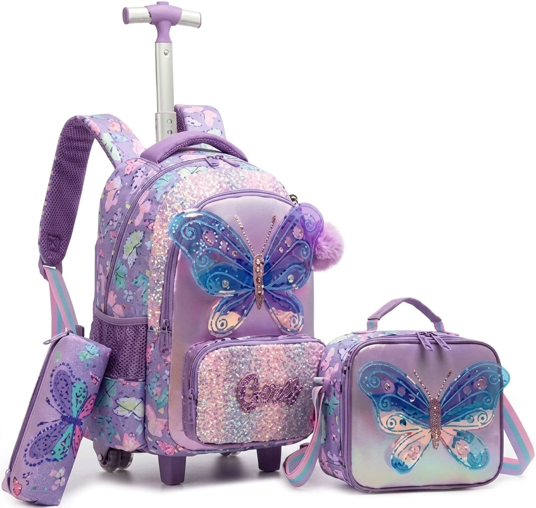 1784304167_f7b715e5-6def-4512-94ff-54c8620a38a2.jpeg JASMINESTAR PURPLE BUTTERLY 3-in-1 TROLLEY BAG - Image 1