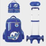 GLOSSY BIRD BLUE FOOTBALL 3-IN-1 DETACHABLE TROLLEY BAG