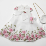 DESSY GIRL WHITE FLORAL DRESS WITH PURSE